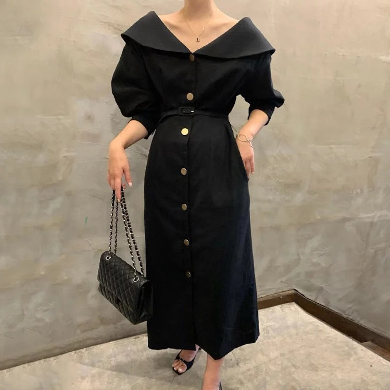 Lapel collar dress