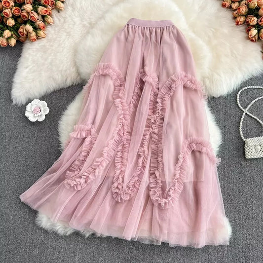 Ruffle mesh skirt