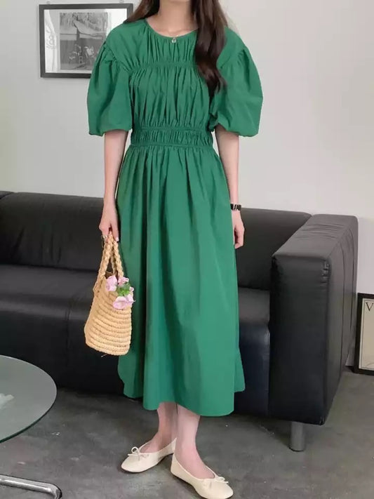 Lantern sleeve smock dress