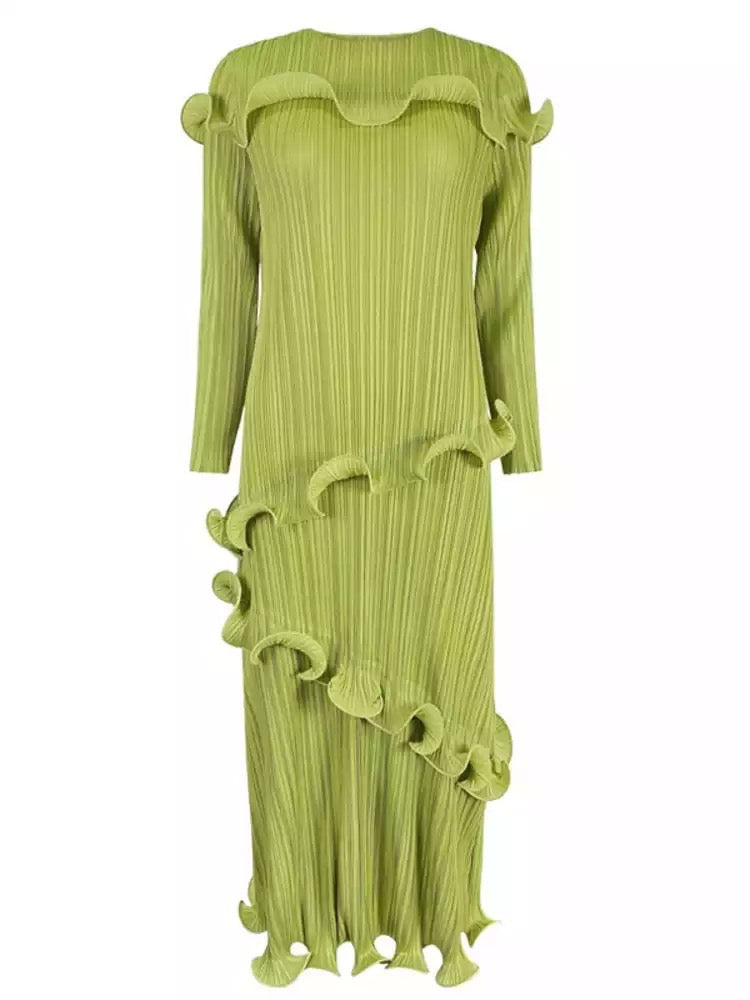 Pleated ruffle dress