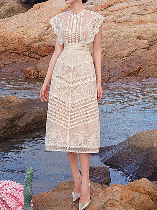 Embroidered lace dress