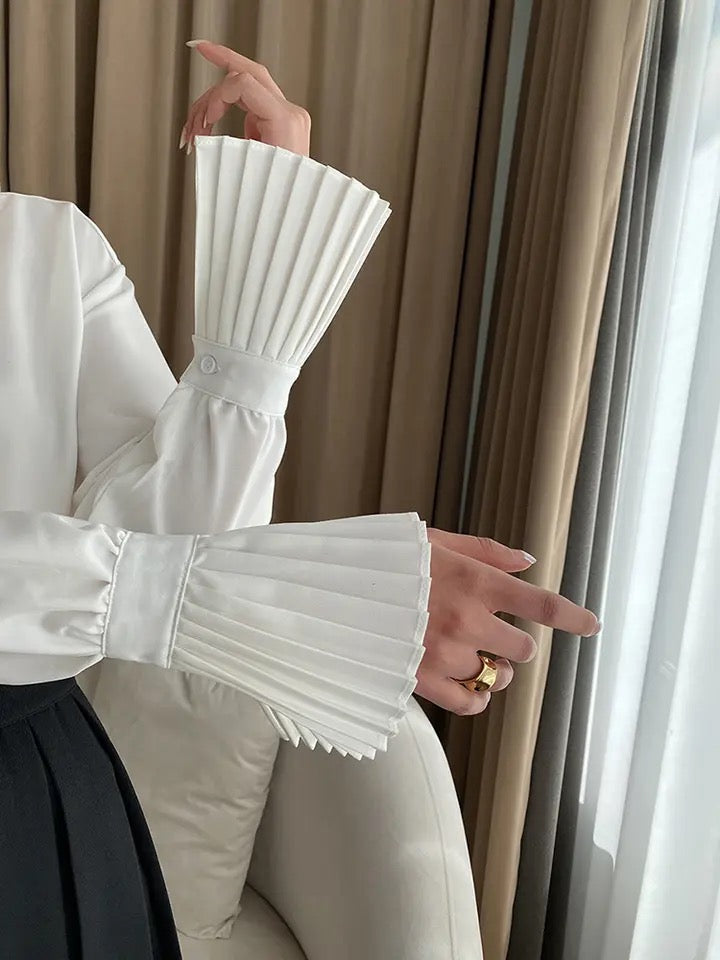 Pleated sleeve blouse