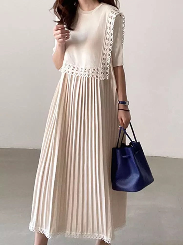 Pleated lace dress