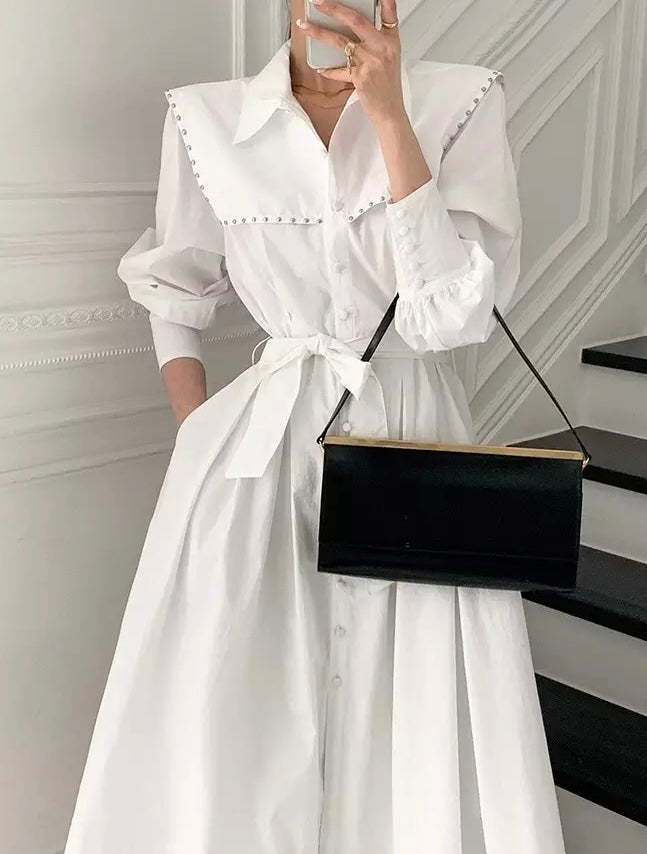 Belted shirt dress