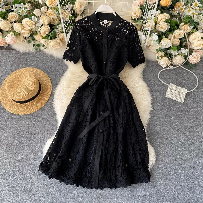 Hollow out lace dress