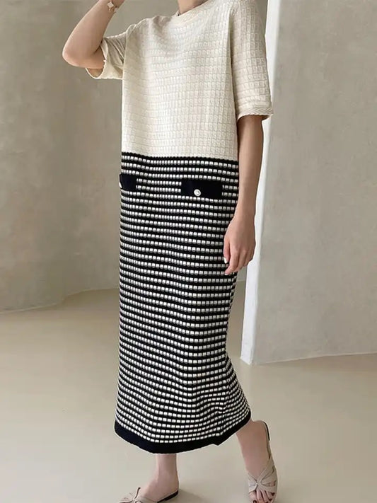 Patterned knit dress