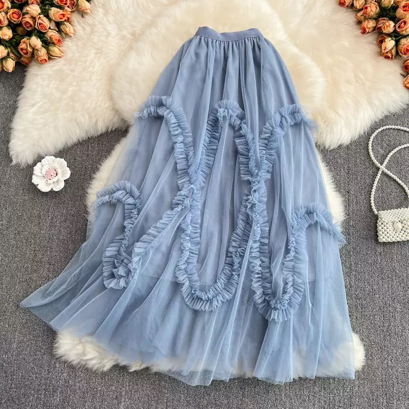 Ruffle mesh skirt