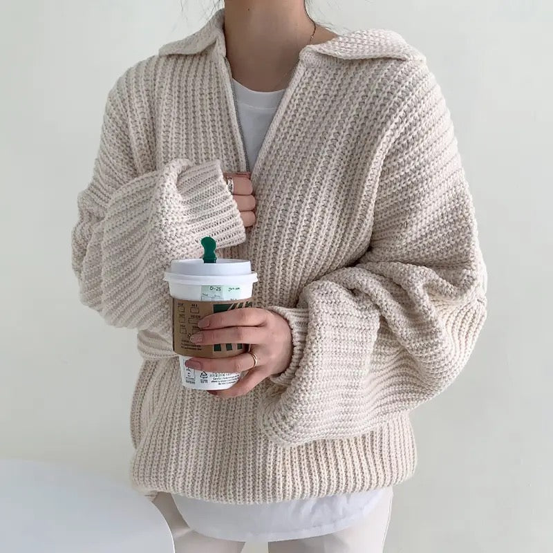 Zip knit pullover