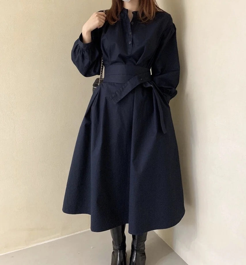 Lantern sleeve shirt dress