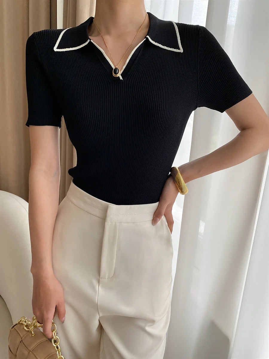 Collared knit top