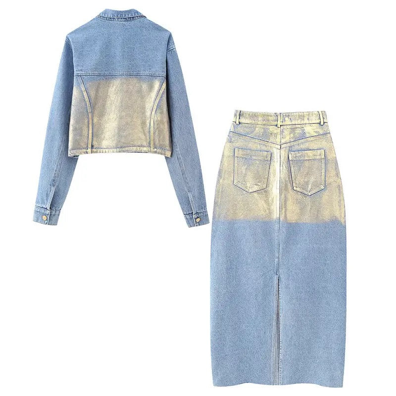 Denim jacket and skirt set