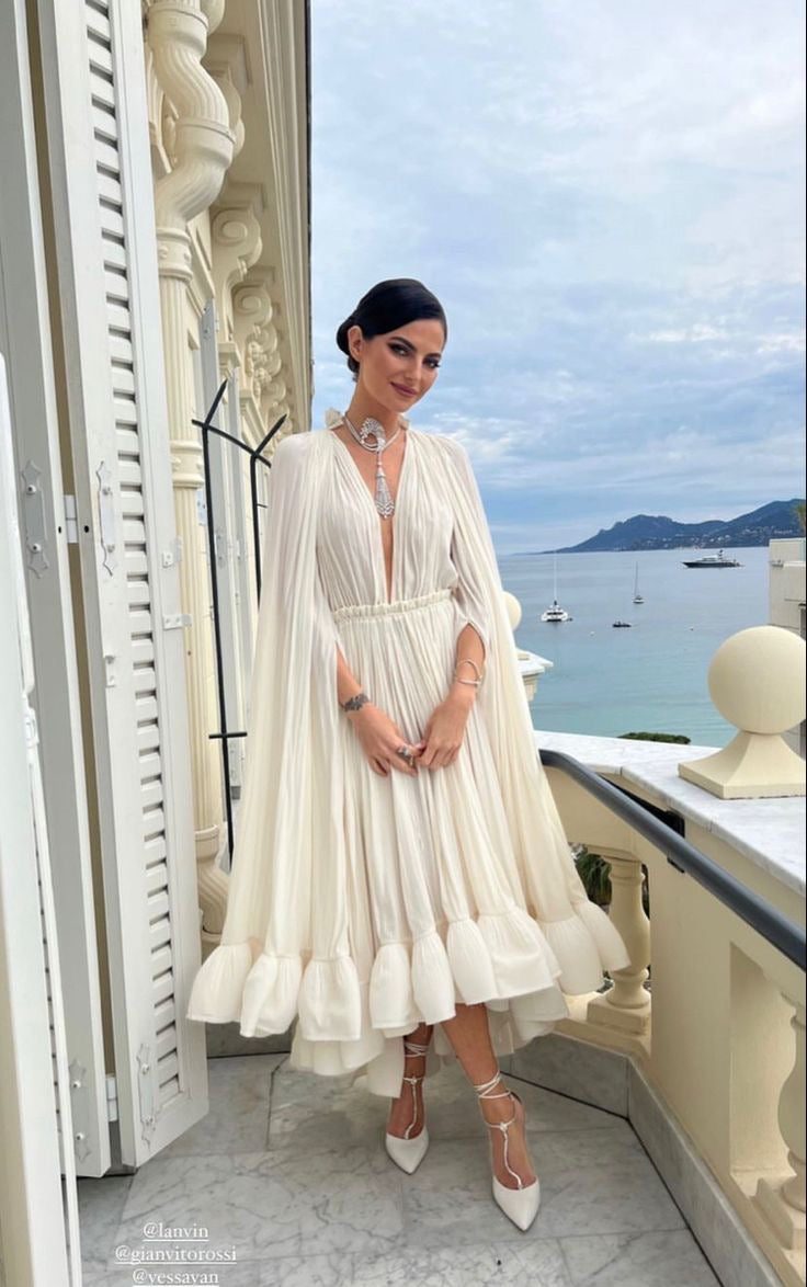 Pleated Ruffled Side Dress