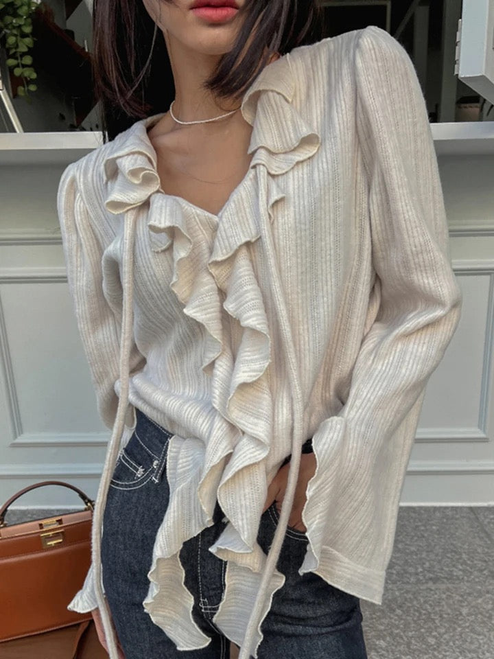 Ruffle drawstring blouse