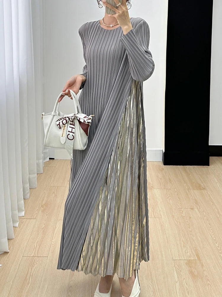 Pleated metallic Dress