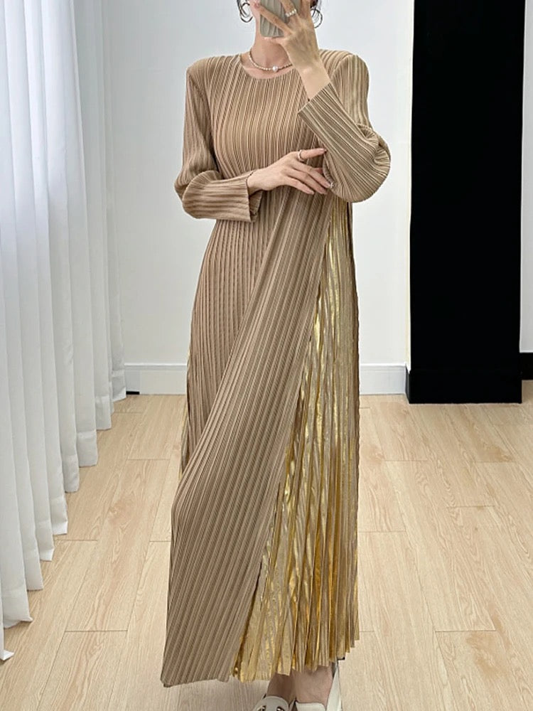 Pleated metallic Dress