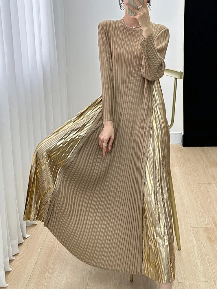 Pleated metallic Dress