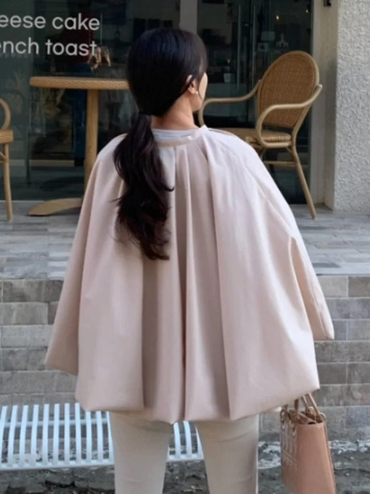 Zip bubble cape coat