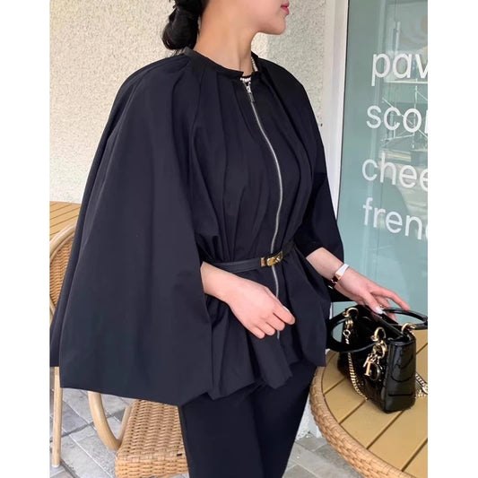 Zip bubble cape coat